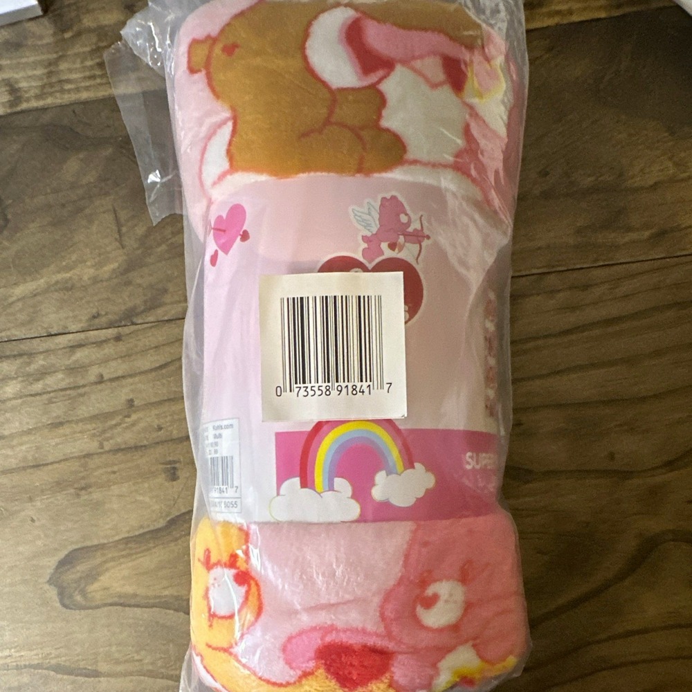 Care Bears Plush Throw Blanket Pink Multicolor 46x60 Machine Washable